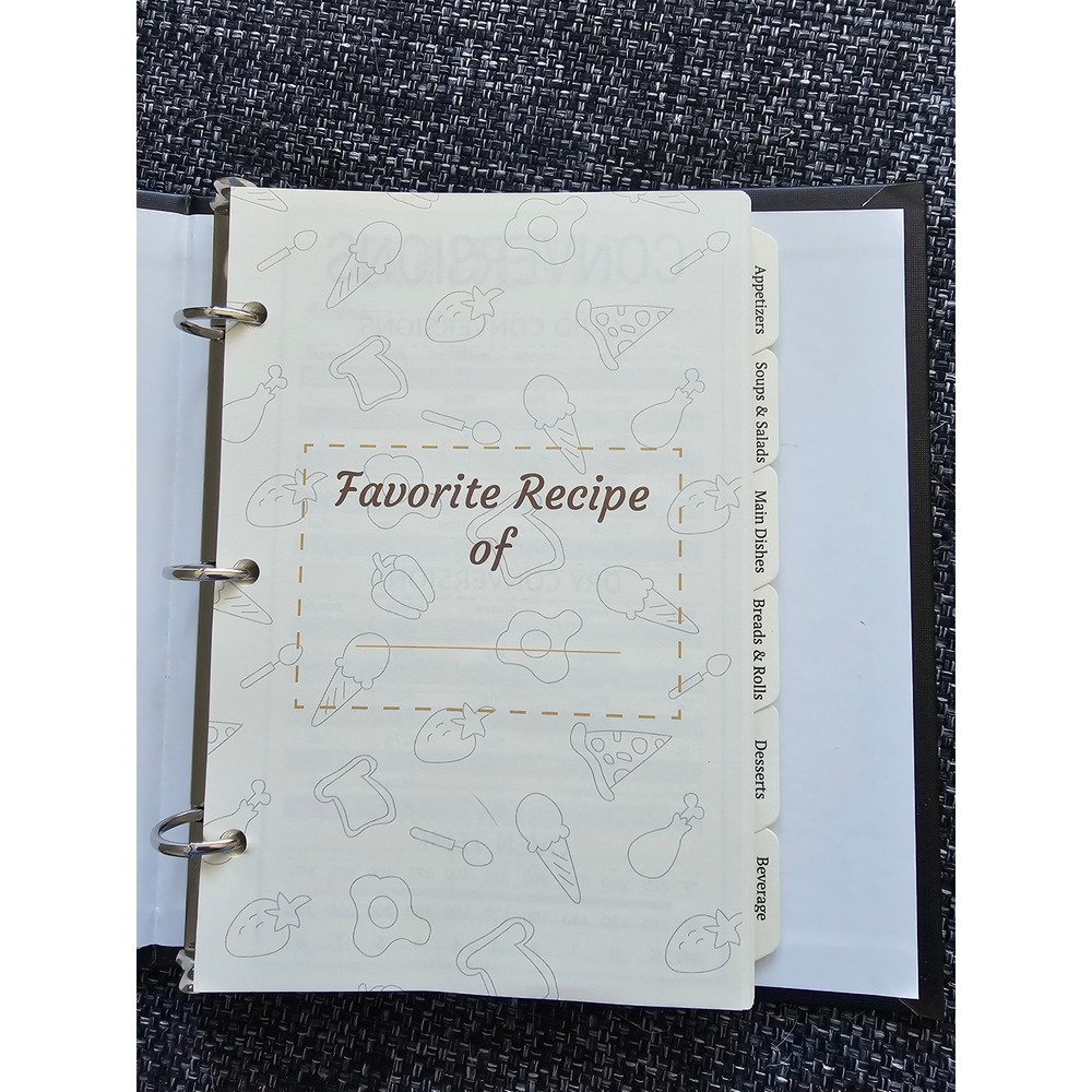Recipe Binder 3-Ring Organizer Colorful Kitchen Illustration Black Hardcover - Picture 9 of 9